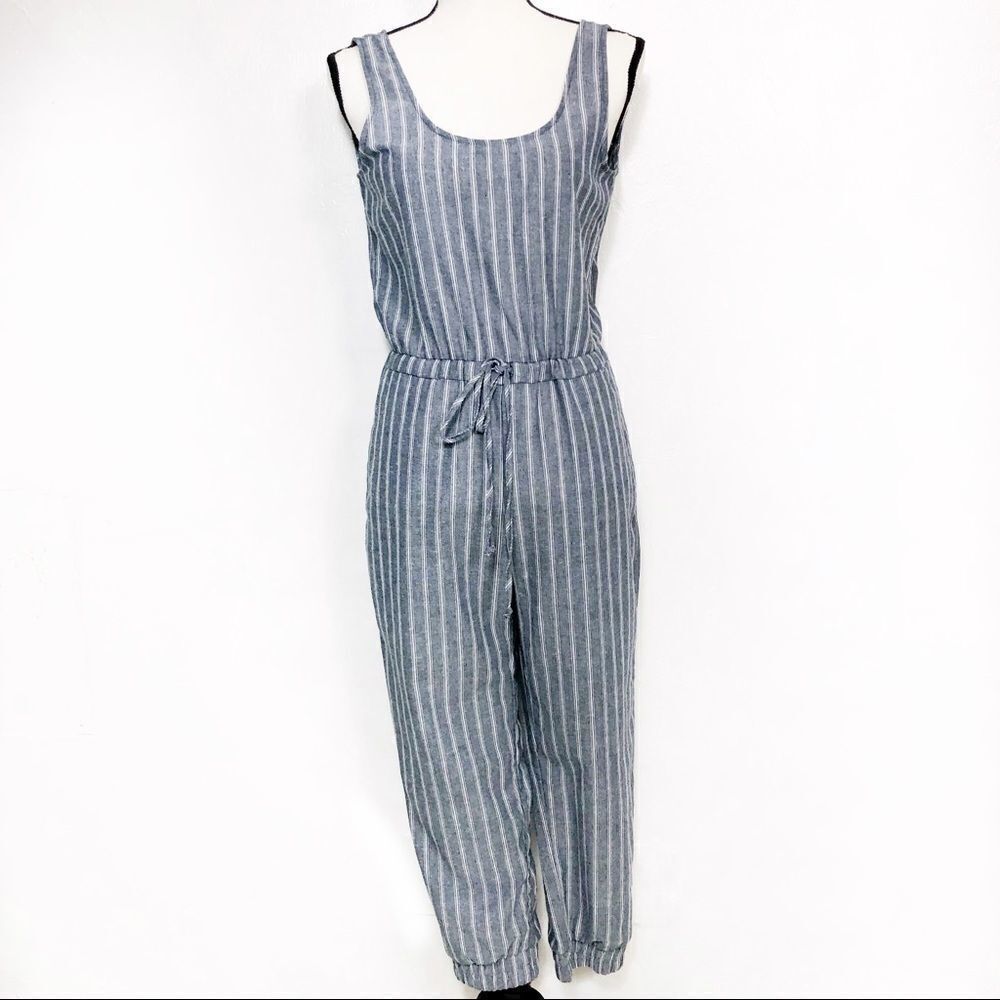 Drew | Linen Striped Drawstring Jumpsuit